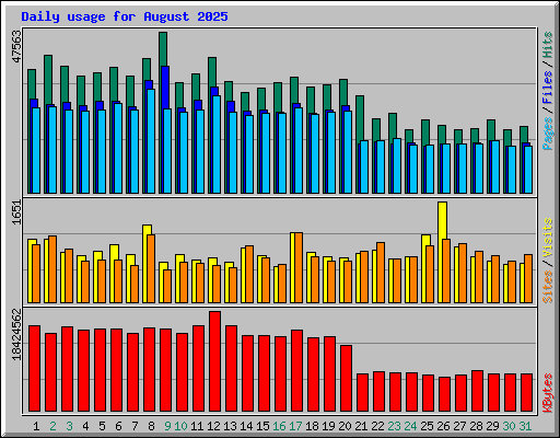 Daily usage for August 2025
